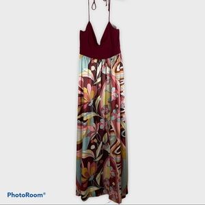 Forever 21 halter floral print maxi dress size L